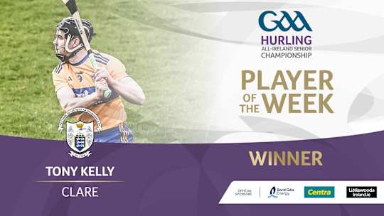 Tony Kelly voted GAA.ie Hurler of the Week