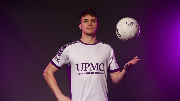 Kildare footballer Kevin Feely at the announcement of UPMC as Official Healthcare Partner to the GAA/GPA at Croke Park in Dublin.