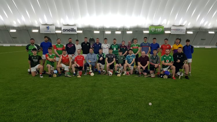 Hurlers from the Ballina Stephenites and Moytura GAA clubs pictured in the Connacht GAA Air Dome.