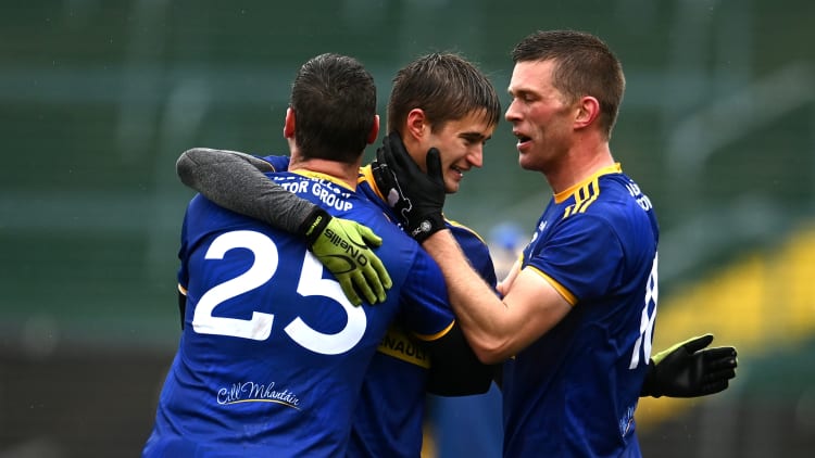Wicklow players celebrate following the Allianz Football League Division 4 Round 7 match between Wexford and Wicklow at Chadwicks Wexford Park in Wexford.