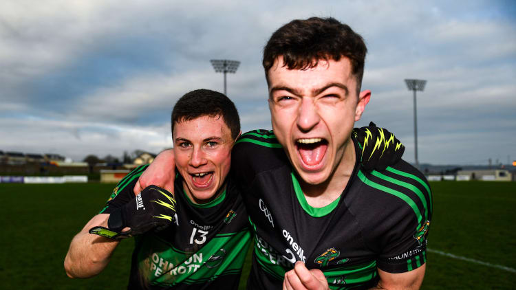 Nemo Rangers' Mark Cronin and Briain Murphy celebrate at Fraher Field.