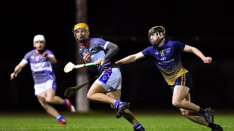 Jack Prendergast, WIT, and James Bergin, DCU, in Electric Ireland Fitzgibbon Cup action.