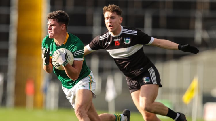 Cathal Deely, Clonmel Commercials, and Eoin Hurley, Newcastle West, in AIB Munster Club SFC action.