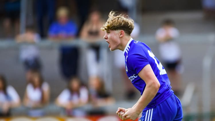 Monaghan's Michael Hamill celebrates at the Athletic Grounds.