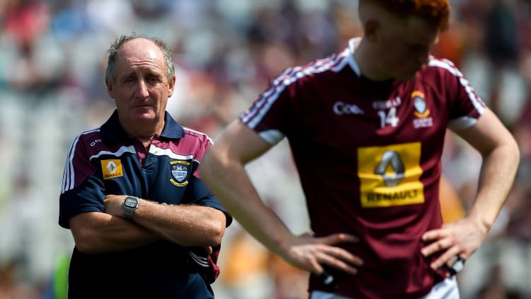 A dejected Westmeath manager Michael Ryan pictured after his team's Joe McDonagh Cup Final defeat to Carlow.