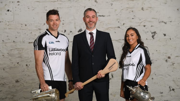 Managing Director for Littlewoods Ireland Rossa Butler is pictured with Tipperary's Paudie Maher and Cork’s Amy O’Connor at the announcement that Littlewoods Ireland will renew its sponsorship of the All-Ireland Senior Hurling Championship, the Littlewoods Ireland Camogie Leagues and the GAA Go Games Provincial Days for three years until 2022.