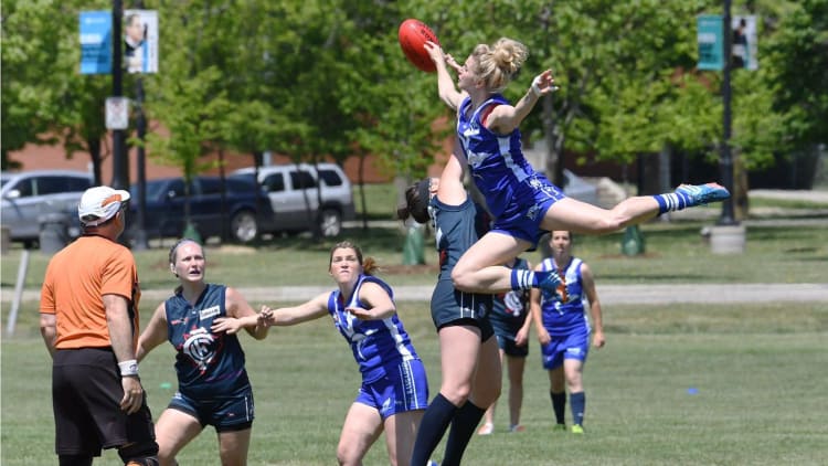 Erin Loughnane pictured in action on the Australian Football field.