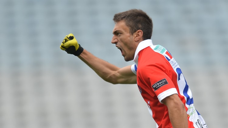 Leo Blancchamp de France GAA célèbre pendant les Jeux mondiaux de 2016 à Croke Park. Photo par Eóin Noonan / Sportsfile