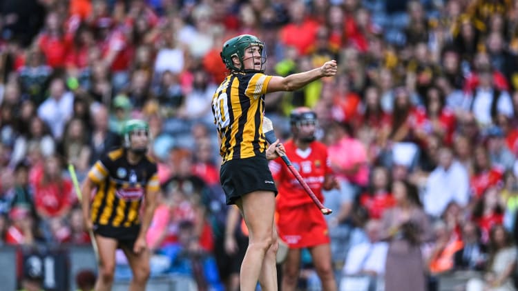Kilkenny's Denise Gaule celebrates at Croke Park.