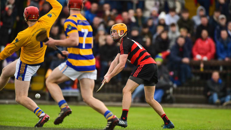 Brian O'Sullivan of Ballygunner scores the first goal against Abbeyside during the Waterford County Senior Club Hurling Championship Final.