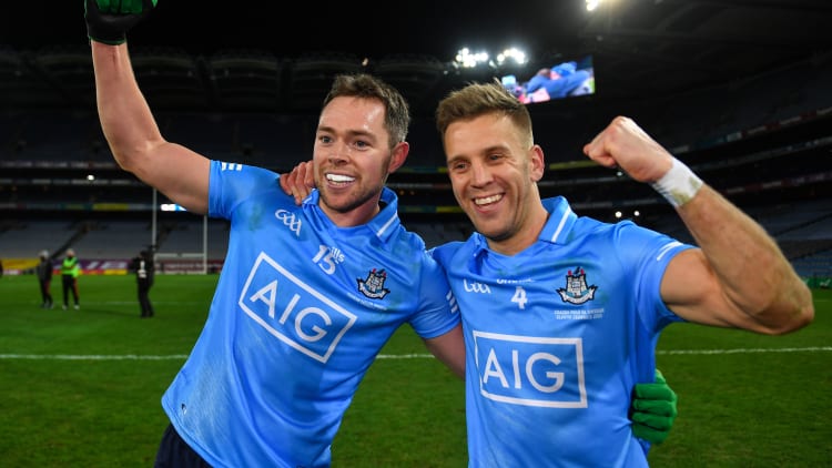 Dean Rock and Jonny Cooper celebrate at Croke Park.