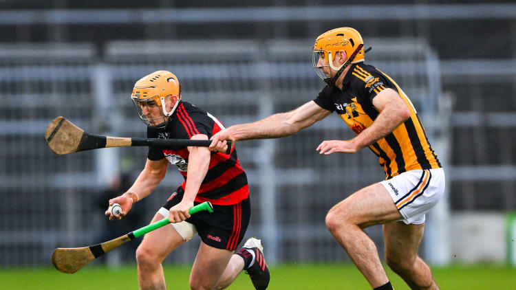 Peter Hogan, Ballygunner, and Gary Brennan, Ballyea, in AIB Munster Club SHC Final action at FBD Semple Stadium.