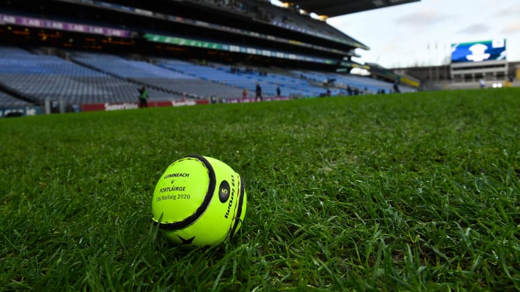 A general view of a Star Champ sliotar prior to the 2020 GAA Hurling All-Ireland Senior Championship Final match between Limerick and Waterford at Croke Park in Dublin.