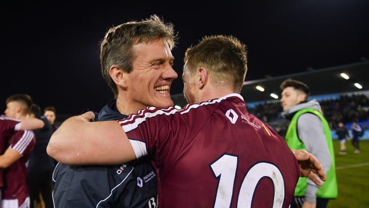 Wstmeath manager Jack Cooney and key player Ger Egan following the Bord Na Mona O'Bryne Cup triumph.