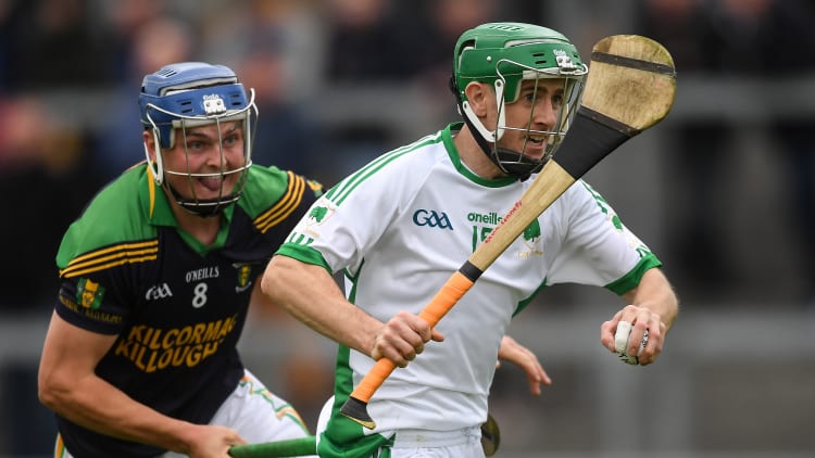 Kevin Connolly of Coolderry gets past Enda Grogan of Kilcormac/Killoughey on his way to scoring his side's first goal during the Offaly County Senior Club Hurling Championship Final.
