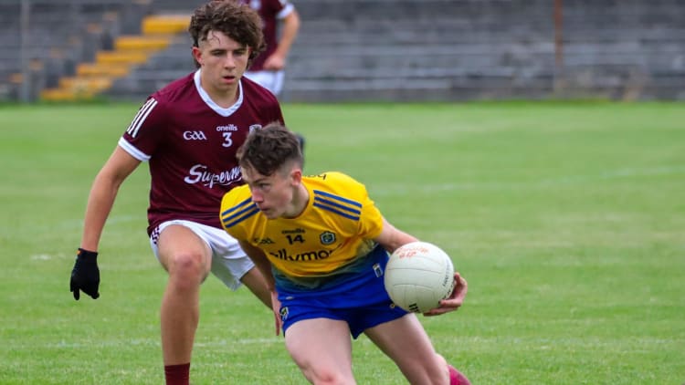 Roscommon's Shane McGinley takes on Jack Connolly of Galway at Tuam Stadium this evening.