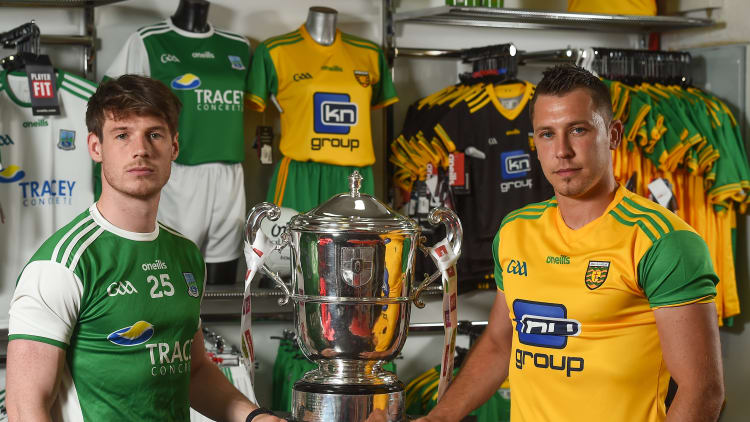 Tomas Corrigan, Fermanagh, and Paul Brennan, Donegal, pictured at O'Neill's in Strabane ahead of the Ulster SFC Final.