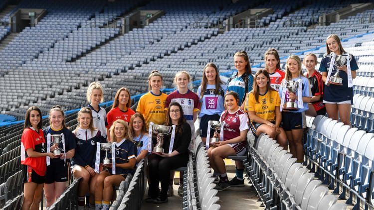 In attendance at the 2020 Gourmet Food Parlour O’Connor Cup Captain's Day is Ciara Rowe, Brand Marketing Manager, with, from left, Ciara Brennan, UCC, Mary Martin, DCU, Lauren McGregor, UL, Kellie Kearney, Garda College, Ailish Noonan, DKIT, Aoife O’Shaughnessy, UCD, Emma Spillane, UCC, Hannah Hegarty, DCU, Shauna Howley, UL, Lucy McCartan, UCD, Niamh Gallogly, NUIG, Sarah Boyd, MU, Lucy Power, DCU, Orla Burke, CIT, Niamh Rowan, UCD, Laura Tierney, TCD, and Tara Fitzgibbon, TUD Tallaght, at Croke Park in Dublin.