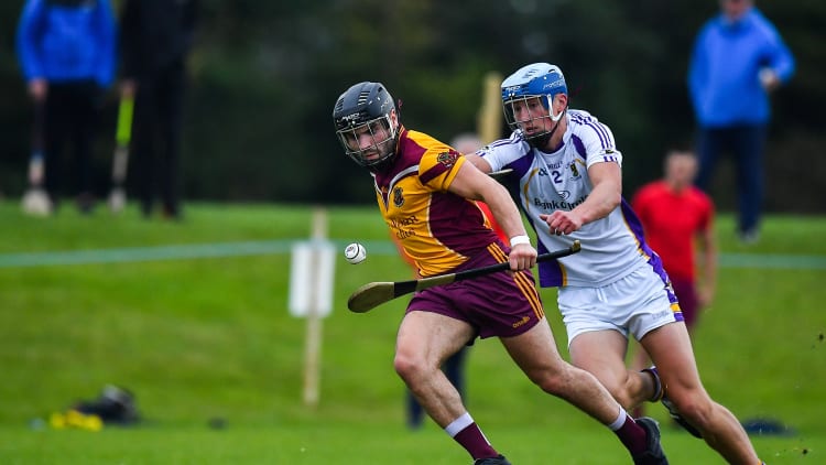 Stephen Kelly, Craobh Chiarain, and Brian Sheehy, Kilmacud Crokes, in Dublin Senior Hurling Championship action.