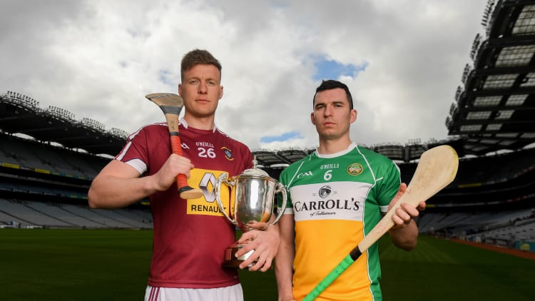 Joe McDonagh Cup hurlers Tommy Doyle of Westmeath and Pat Camon of Offaly in attendance at the official launch of the Joe McDonagh Cup in Croke Park, Dublin.