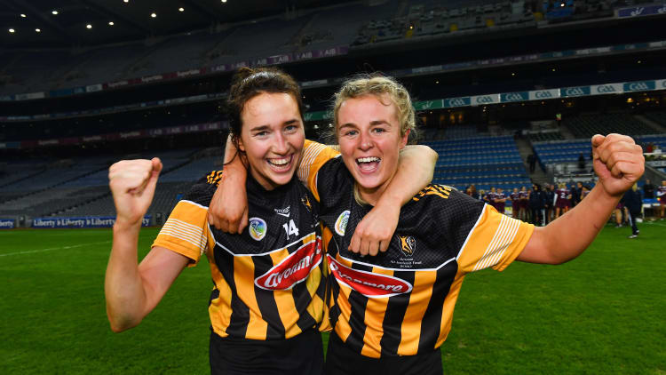 Kilkenny duo Denise Gaule (left) and Grace Walsh were two of six Kilkenny players who won Liberty Insurance All-Stars. Denise Gaule was also named Senior Players’ Player of the Year.