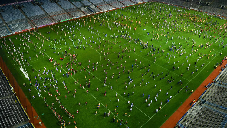 A general view during the Official Guinness World Record Attempt for World’s Largest Hurling Lesson at Croke Park in Dublin. The attempt saw 1,772 participants take to hte field.