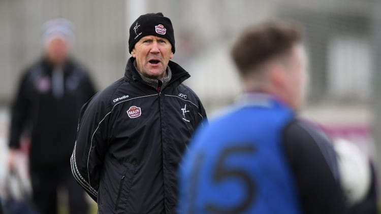Kildare manager Jack O'Connor during the warm-up before the 2020 O'Byrne Cup Round 1 match between Kildare and Longford at St Conleth's Park in Newbridge, Kildare.