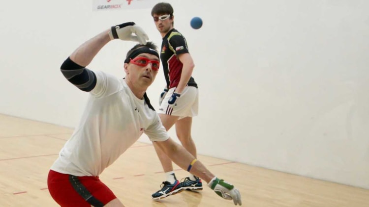 Paul Brady pictured in action against Martin Mulkerrins in the US Nationals Senior Singles Handball Final.