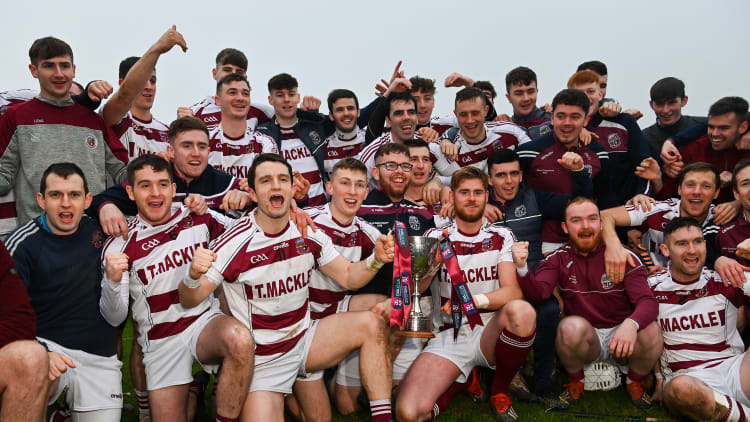 Slaughtneil players celebrating following the AIB Ulster Club SHC win.