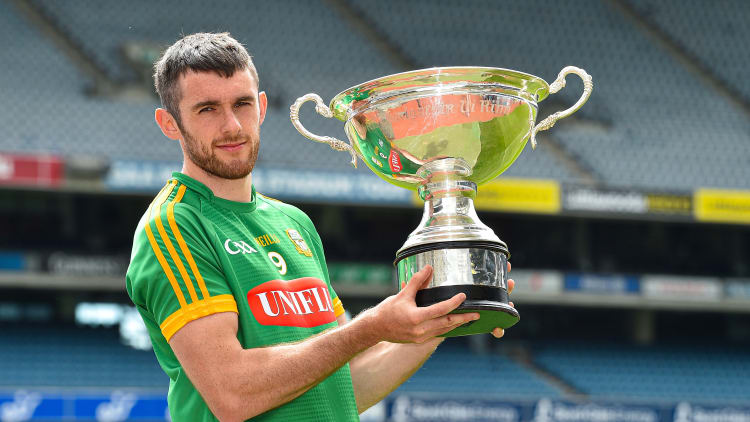 Meath hurler Sean Geraghty pictured with the Christy Ring Cup.