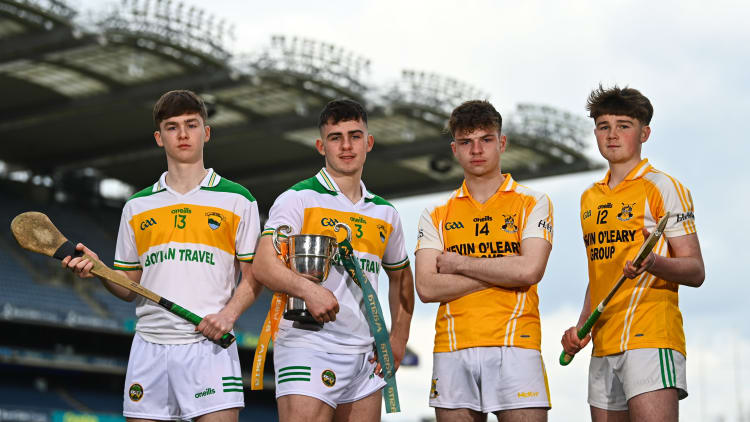 In attendance at the Masita All-Ireland Post Primary Schools Captains Call at Croke Park in Dublin were, from left, James Mahon and Evan O'Shea of Colaiste Naomh Cormac, Conor O'Sullivan and Evan O'Shea of Hamilton High School.