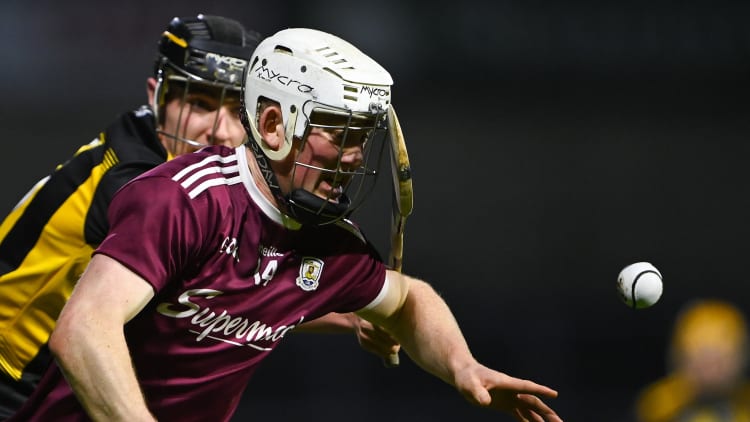 John Fleming, Galway, and Darragh Corcoran, Kilkenny, during the Bord Gais Energy Leinster Under 20 semi-final at MW Hire O'Moore Park.
