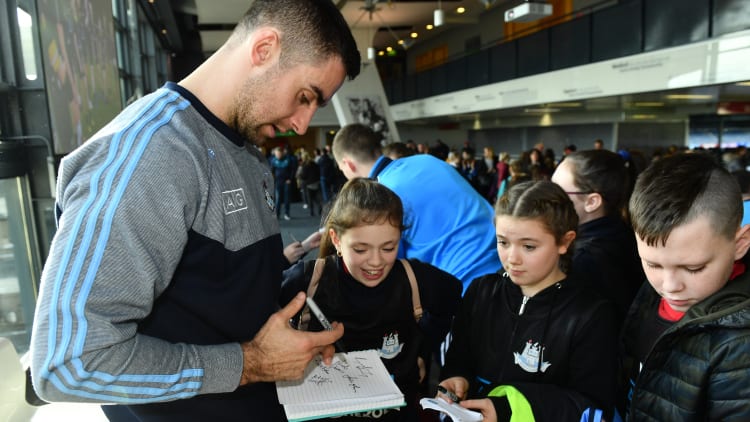 James McCarthy pictured at an AIG Heroes event, a CSR initiative to help support local grassroots communities by using their sporting partnerships with Dublin GAA and others to promote sport as a means to build self-confidence and social skills in young kids.