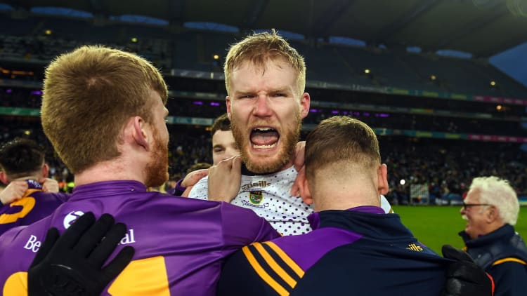 Kilmacud Crokes goalkeeper Conor Ferris celebrates after the AIB GAA Football All-Ireland Senior Club Championship Final match between Glen of Derry and Kilmacud Crokes of Dublin at Croke Park in Dublin.