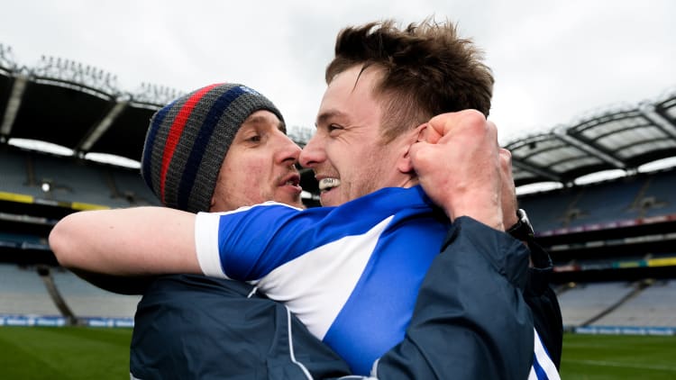 John Sugrue and Ross Munnelly celebrate at Croke Park on Saturday.