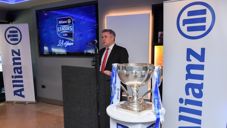 Sean McGrath, CEO, Allianz Ireland, pictured speaking at the Allianz Football League 2020 launch.