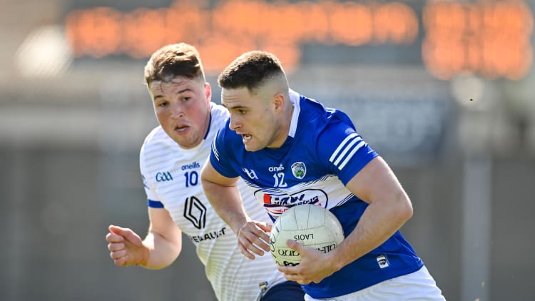 Patrick O’Sullivan, Laois, and Rory Stokes, Wicklow, in Leinster SFC action.
