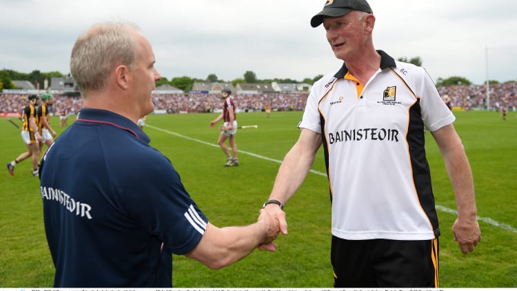 Micheal Donoghue and Brian Cody pictured following the Leinster Championship encounter at Pearse Stadium.