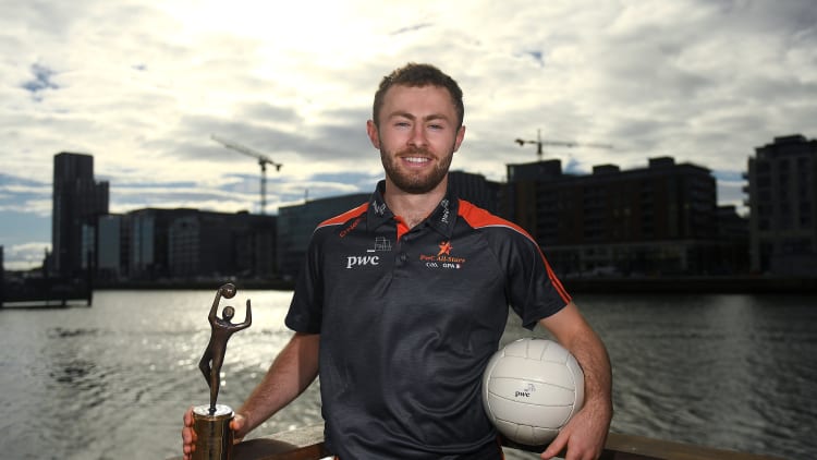 Jack McCaffrey pictured with his PwC GAA/GPA Player of the All-Ireland Football Final award.