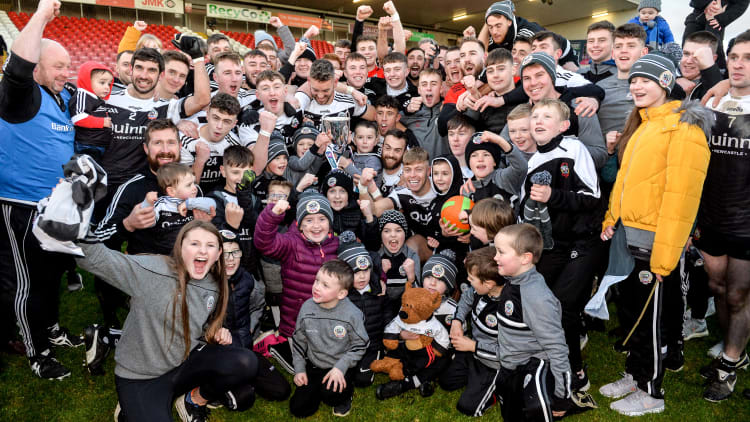 Kilcoo players and supporters celebrate following a dramatic AIB Ulster Club SFC Final at Healy Park.