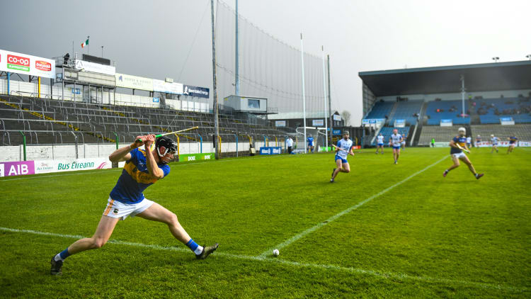 Tipperary's Dillon Quirke takes a sideline cut at Semple Stadium.