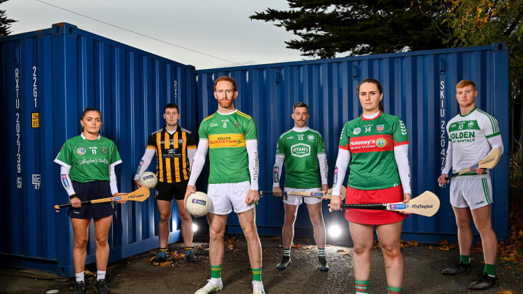 Players, from left, Sarsfields and Galway camogie player Orlaith McGrath, Mountbellew-Moylough and Galway footballer Eoin Finnerty, Watty Graham’s Glen and Derry footballer Conor Glass, Kilmallock and Limerick hurler Graeme Mulcahy, Drom & Inch and Tipperary camogie player Anne Eviston and Ballyhale Shamrocks and Kilkenny hurler Adrian Mullen at the launch of this year’s AIB GAA Club Championships and AIB Camogie Club Championships, that will see AIB celebrating #TheToughest players of all: those who don’t quit, who keep going and persevere no matter what. These characteristics define the players who come back year after year and show up for their club when it matters most.