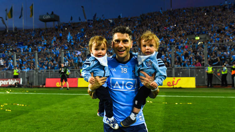 Bernard Brogan with his two sons following Dublin's All Ireland SFC Final replay win over Kerry last month.