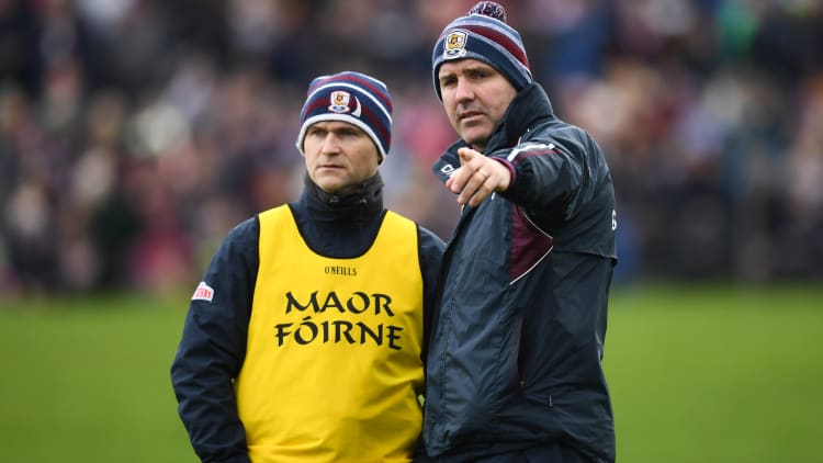 Galway selector Brian Silke and manager Kevin Walsh pictured at Tuam Stadium on Sunday.