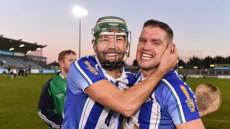 David Curtin, left, and Conal Keaney of Ballyboden St Enda's celebrate following their AIB Leinster Club SHC semi-final victory over Coolderry.