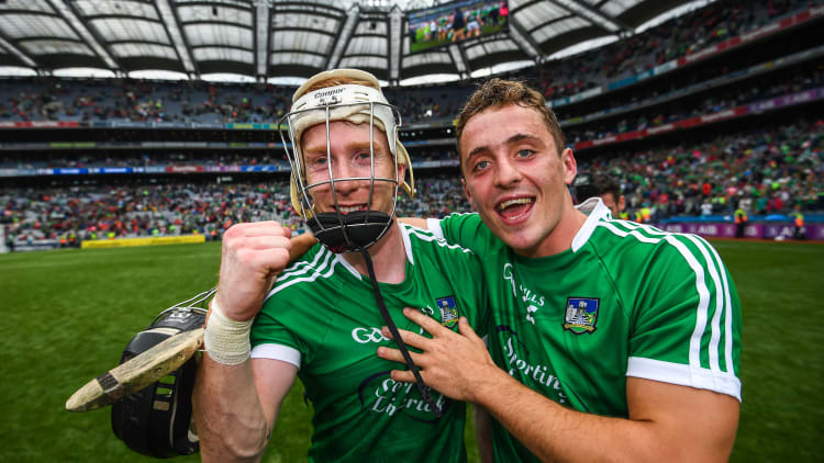 Cian Lynch and Pat Ryan celebrate at Croke Park.