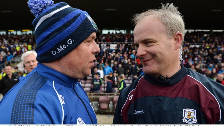 Derek McGrath agus Micheál Donoghue i mí Aibreáin.