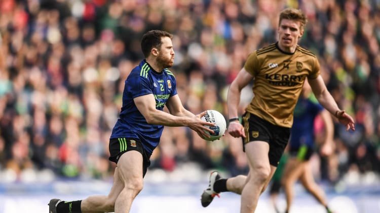 Chris Barrett in action for Mayo against Kerry on their way to victory in the Allianz League Final in 2019