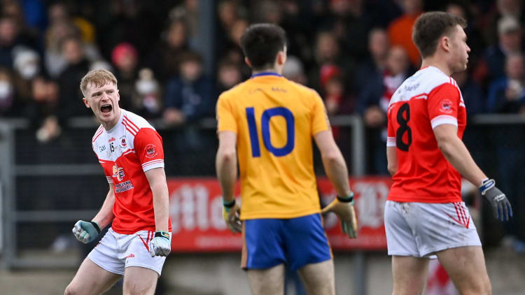Paul Carey of Pádraig Pearses celebrates one of his eight points in yesterday afternoon's AIB Connacht senior club final in Ballina.