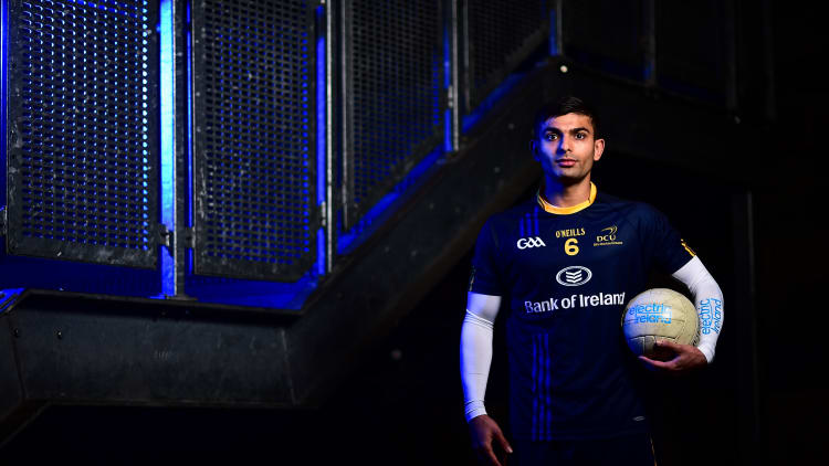 DCU footballer Shairoze Akram pictured at the launch of the 2018 HE GAA Electric Ireland Sigerson Cup.
